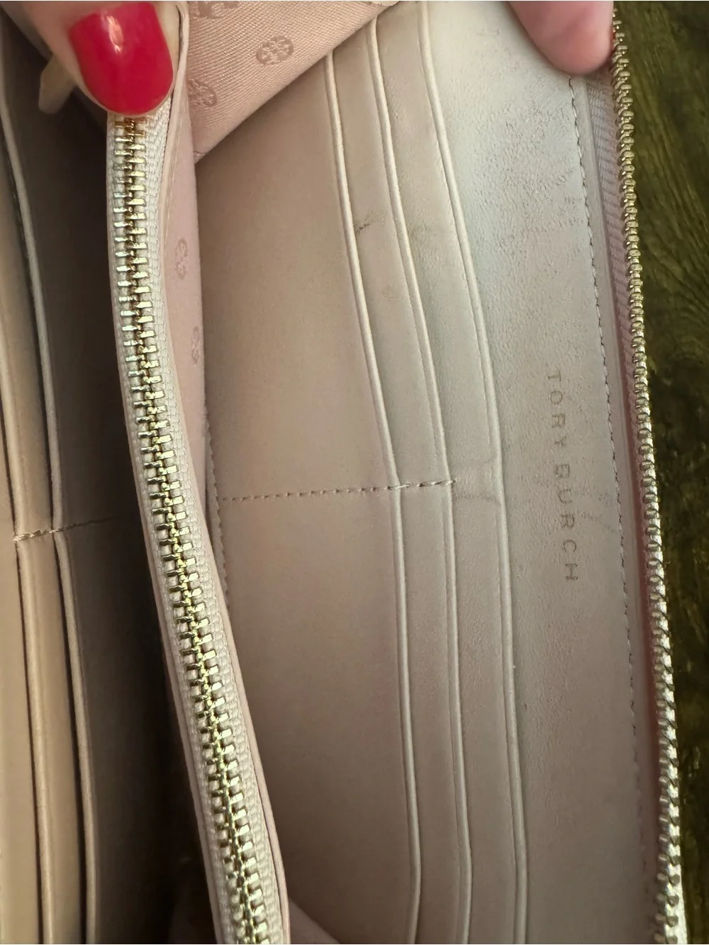 Tory Burch Soft Pink Quilted Zip Wallet